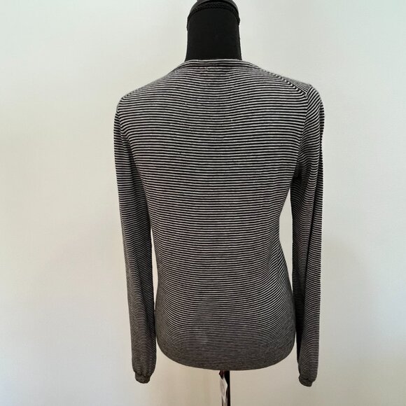 NWT Happy Sheep Black and White Stripped 100% Cashmere Cardigan, M - Picture 2 of 6